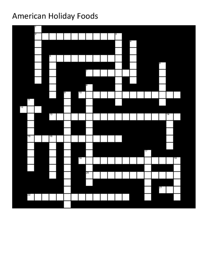 An American Holiday food puzzlee